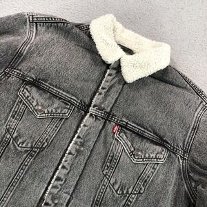 Levis Jacket Adult Medium Gray Smog Sherpa Lined Premium Denim Trucker Classic